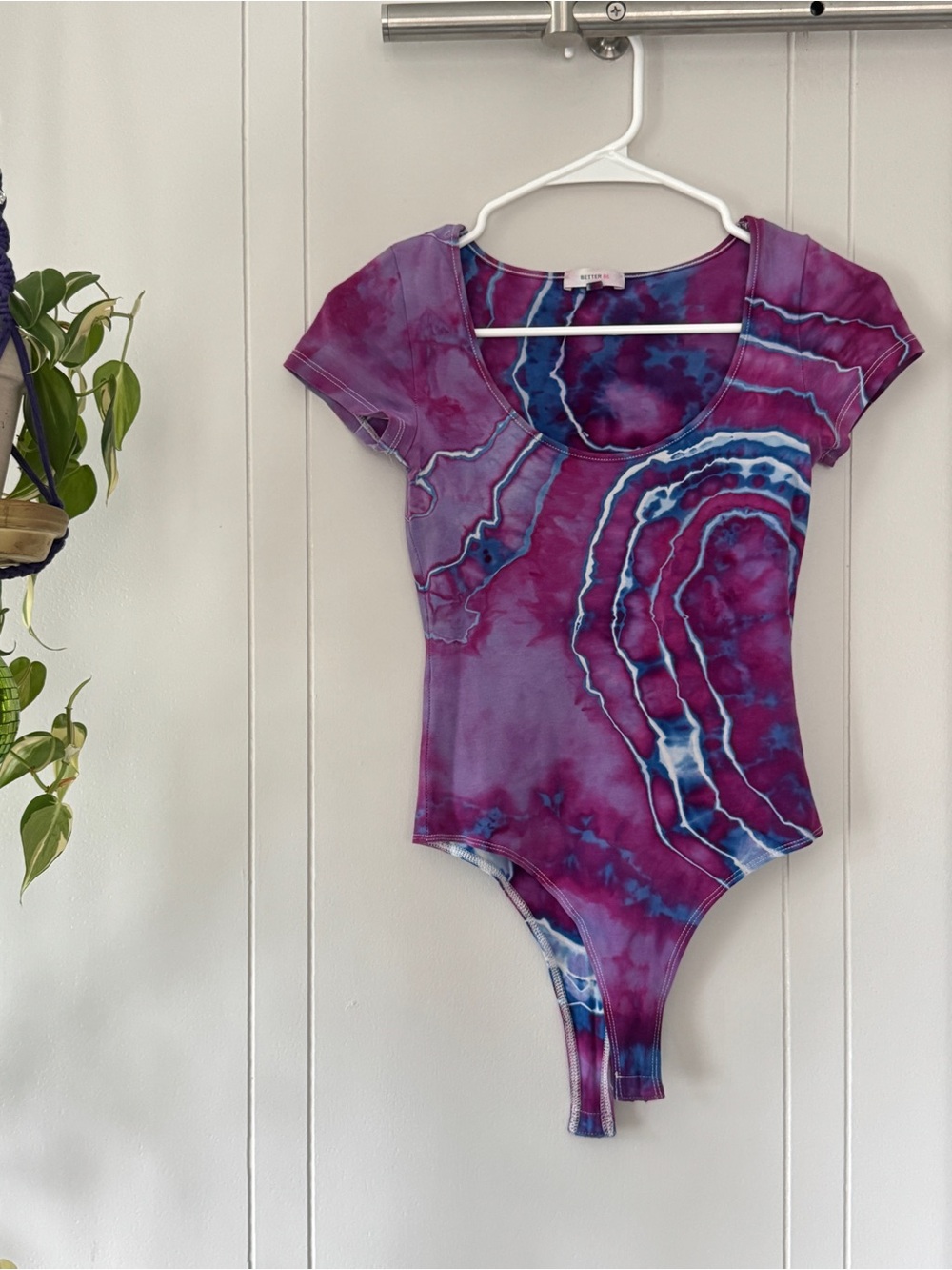 Katya Moon Dyes scoop neck thong bodysuit